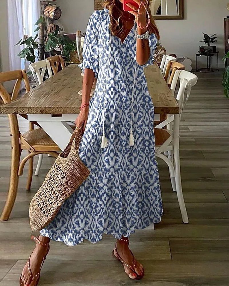 MARIOLA | Boho midi z wiązanym dekoltem