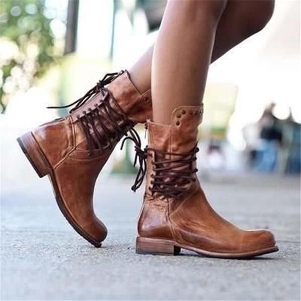 Ciss | Sznurowane Botki w Stylu Vintage