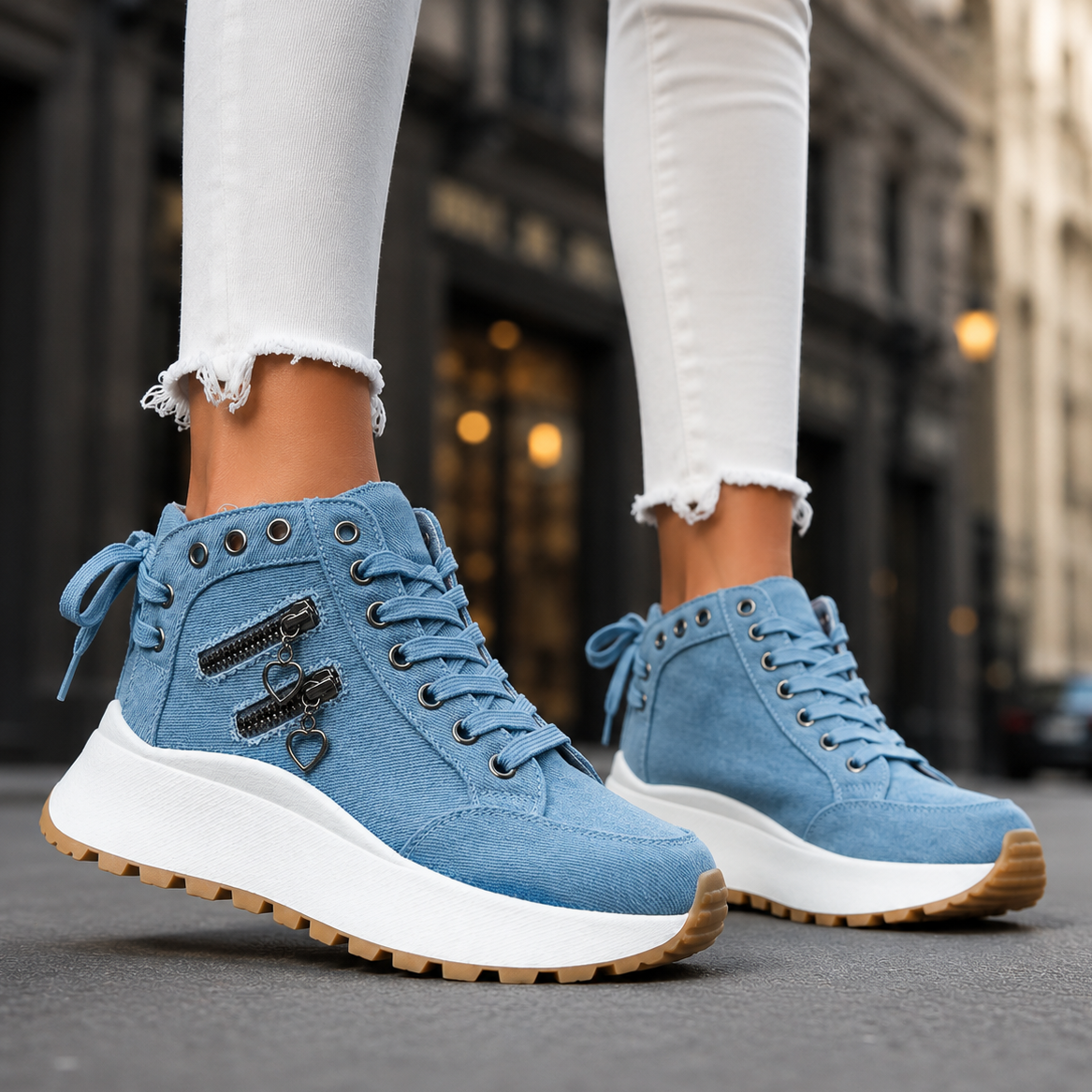 Avery | Jeansowe Platformy na Sznurowanie