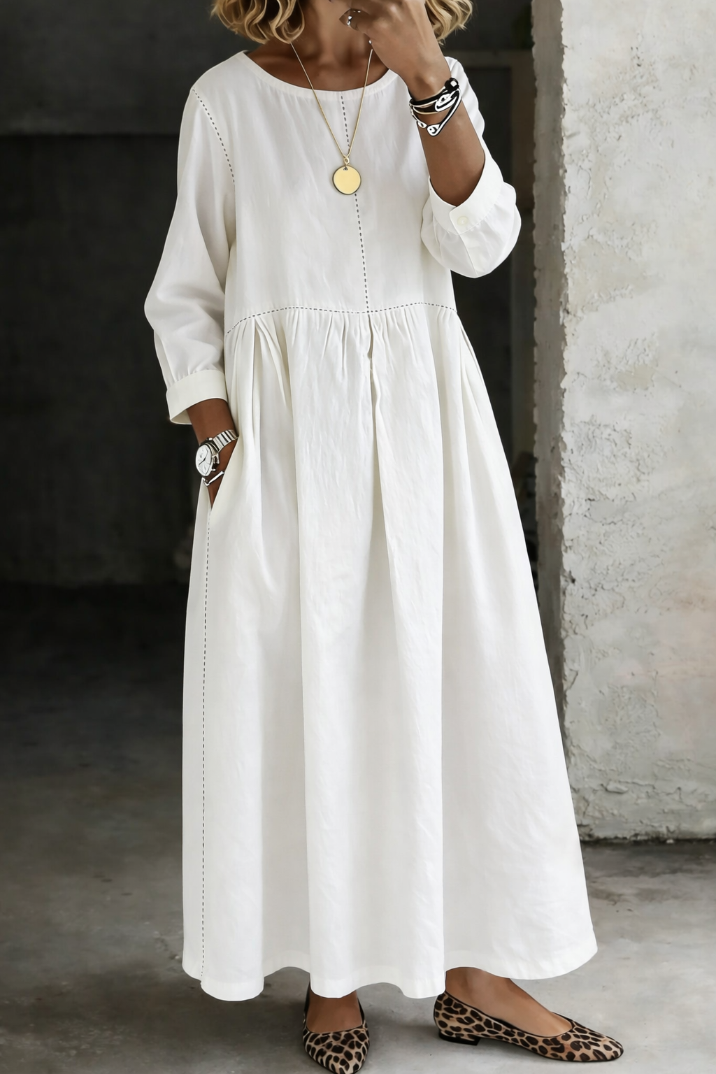 Zephyrelle | Jeansowa Sukienka Maxi w Stylu Vintage
