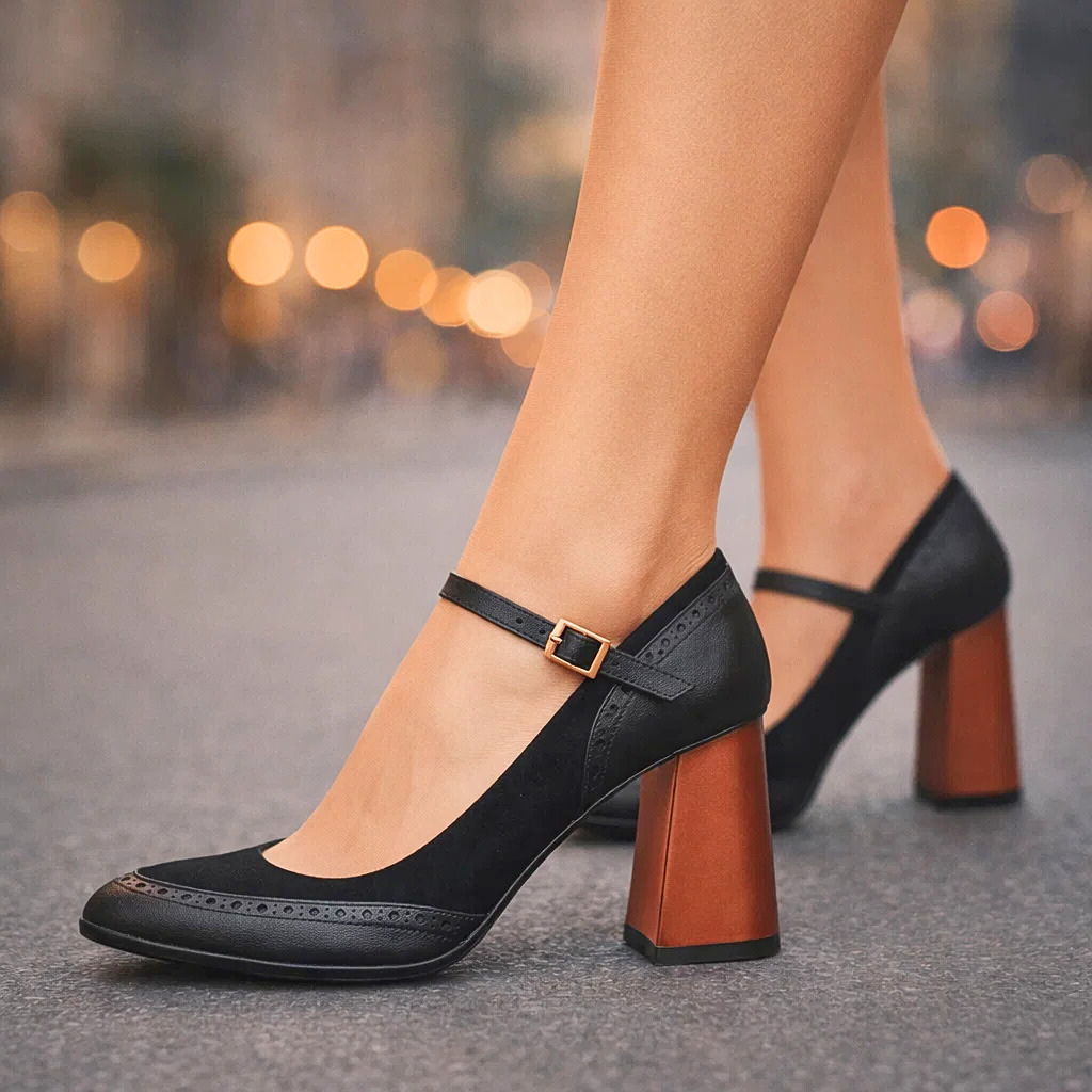 Vivienne | Szpilki Zamszowe z Detalem Brogue