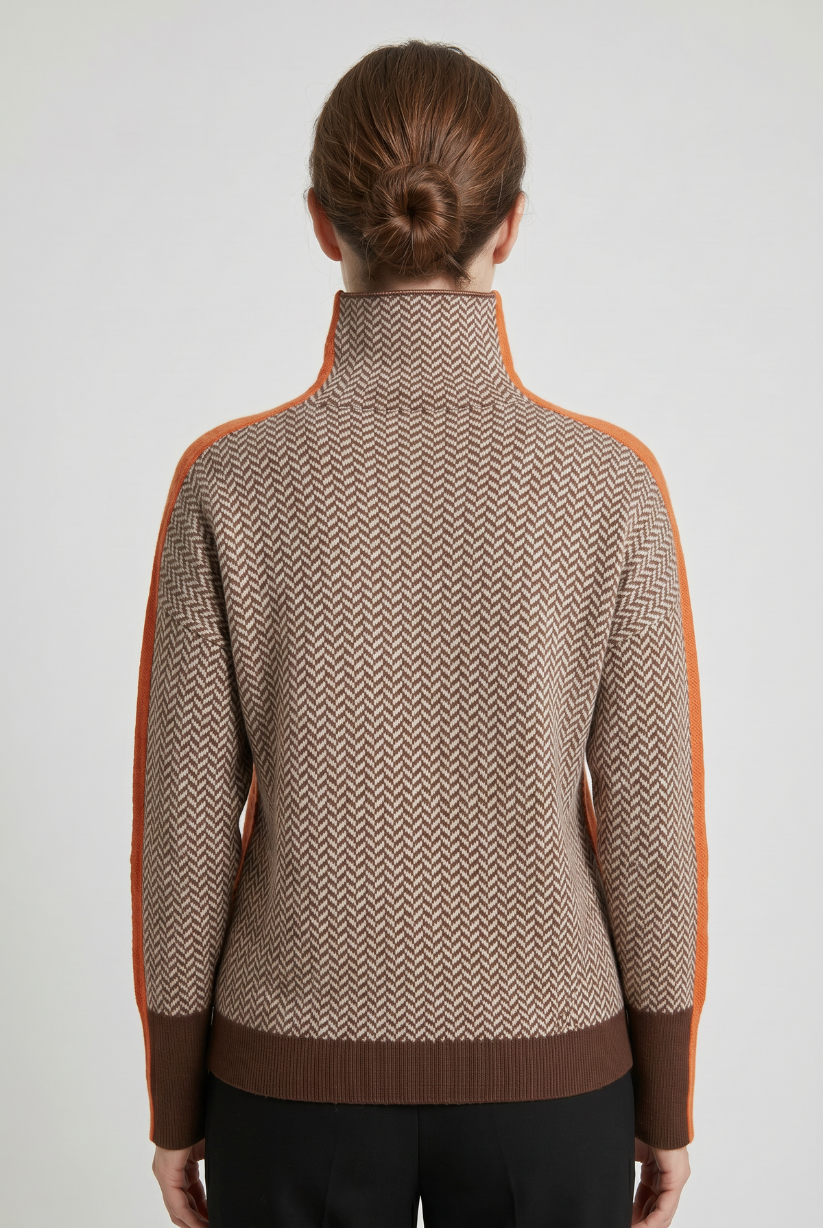 Marika | Bluza z Golfem w Kontrastowe Paski