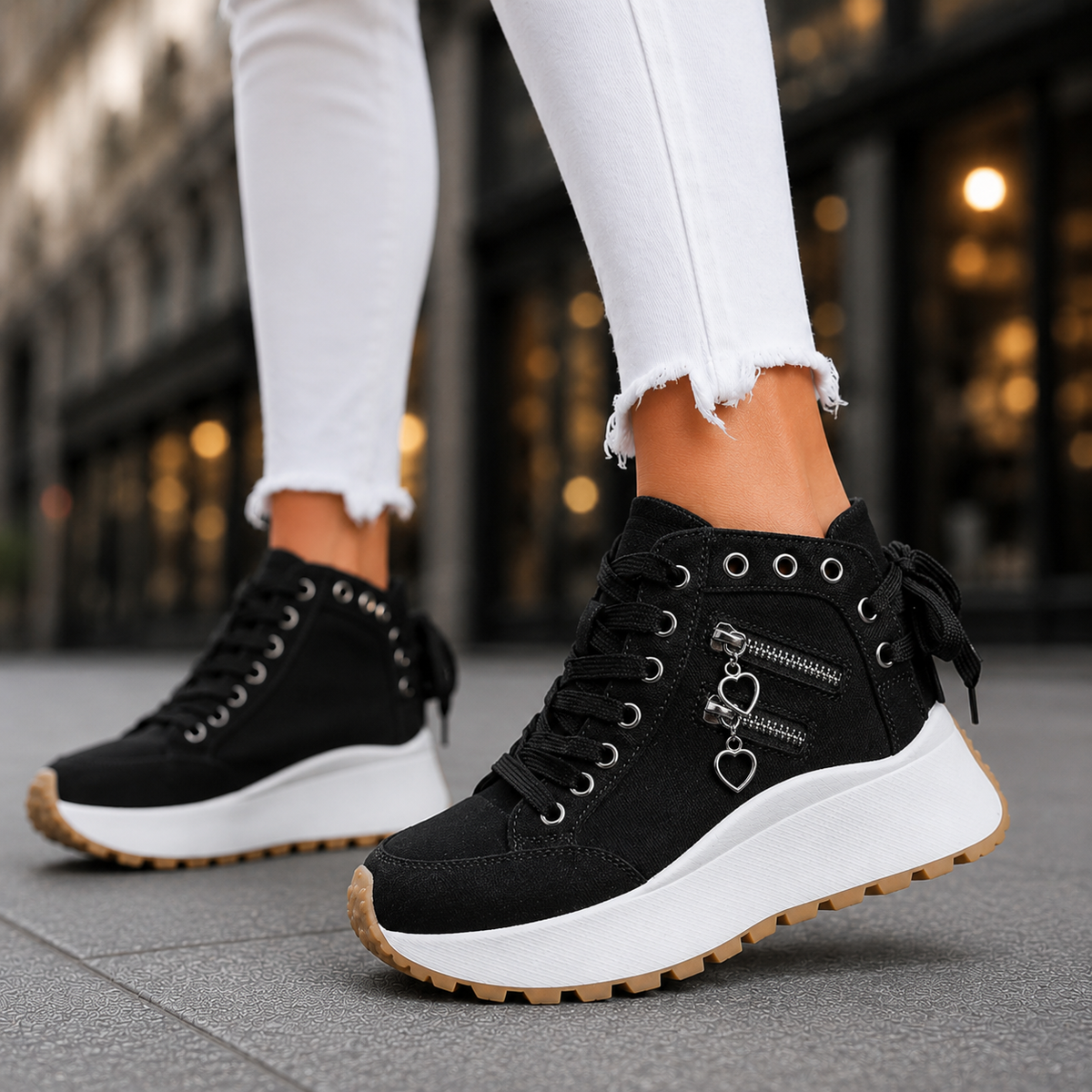 Avery | Jeansowe Platformy na Sznurowanie