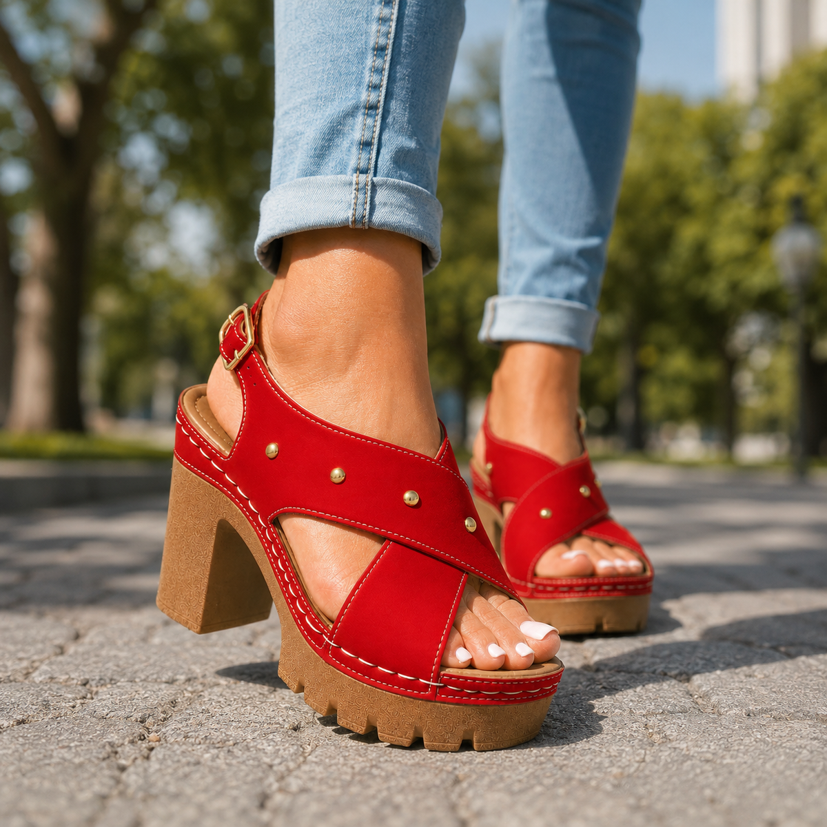 Marlise | Retro Szpilki na Platformie
