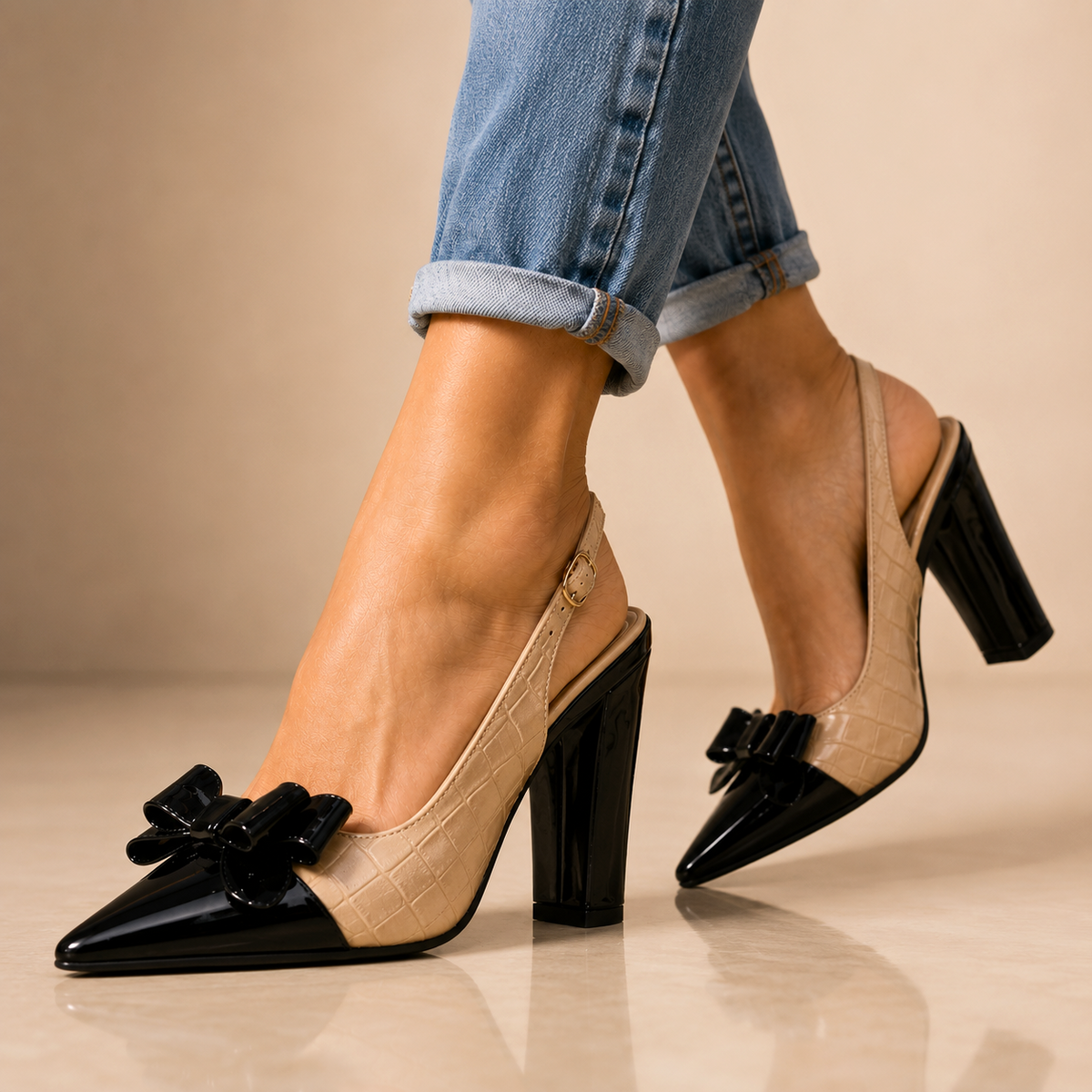 Mirabella | Szpilki Slingback z Kokardą