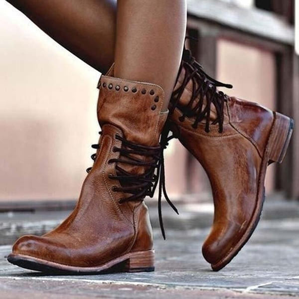 Ciss | Sznurowane Botki w Stylu Vintage