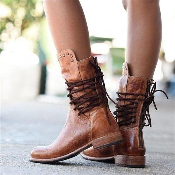Ciss | Sznurowane Botki w Stylu Vintage