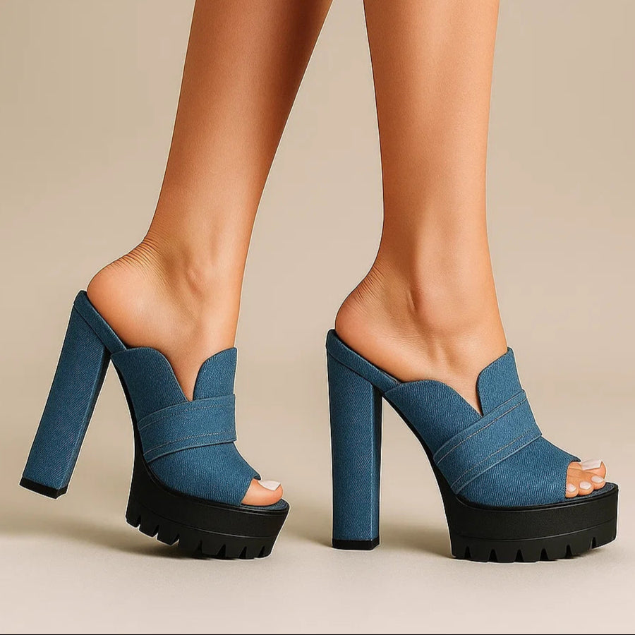 Delilah | Szpilki Jeansowe Block