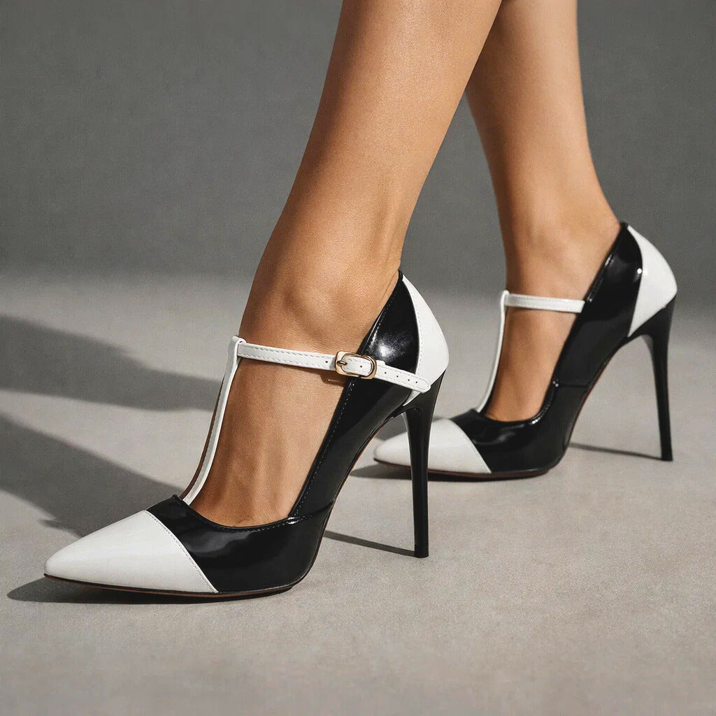 Victoria | Szpilki Lakierowane T-Strap