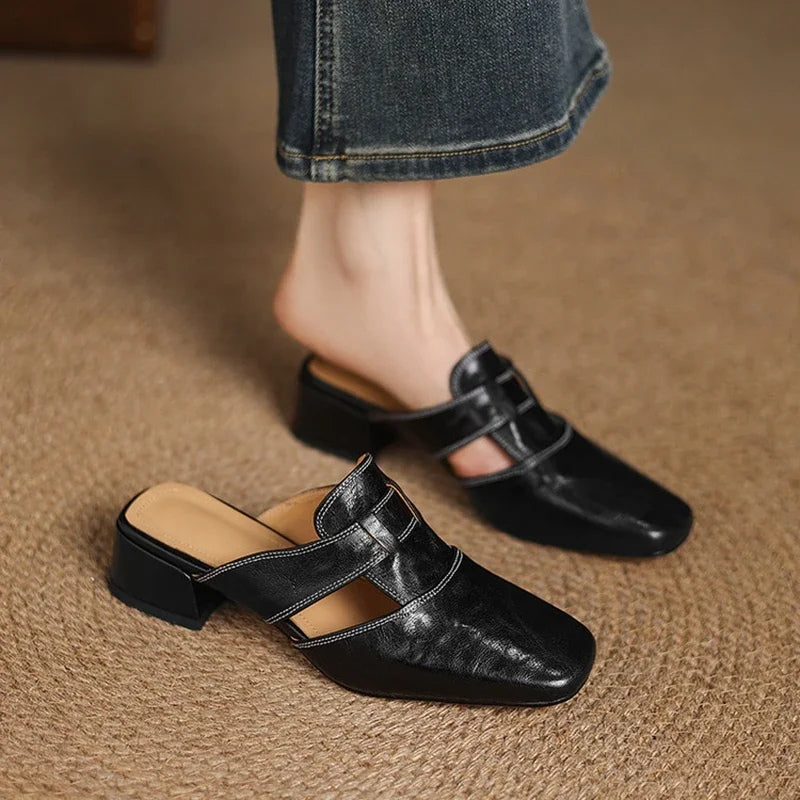 Avery | Mule ze Skóry Naturalnej