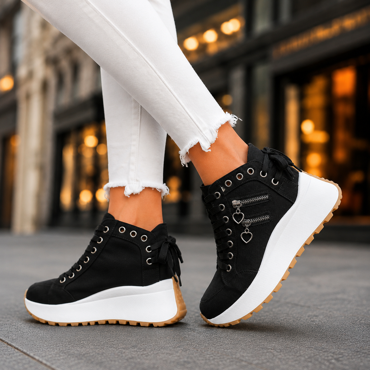 Avery | Jeansowe Platformy na Sznurowanie