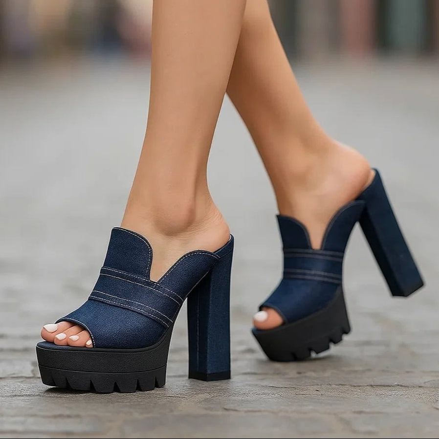 Delilah | Szpilki Jeansowe Block