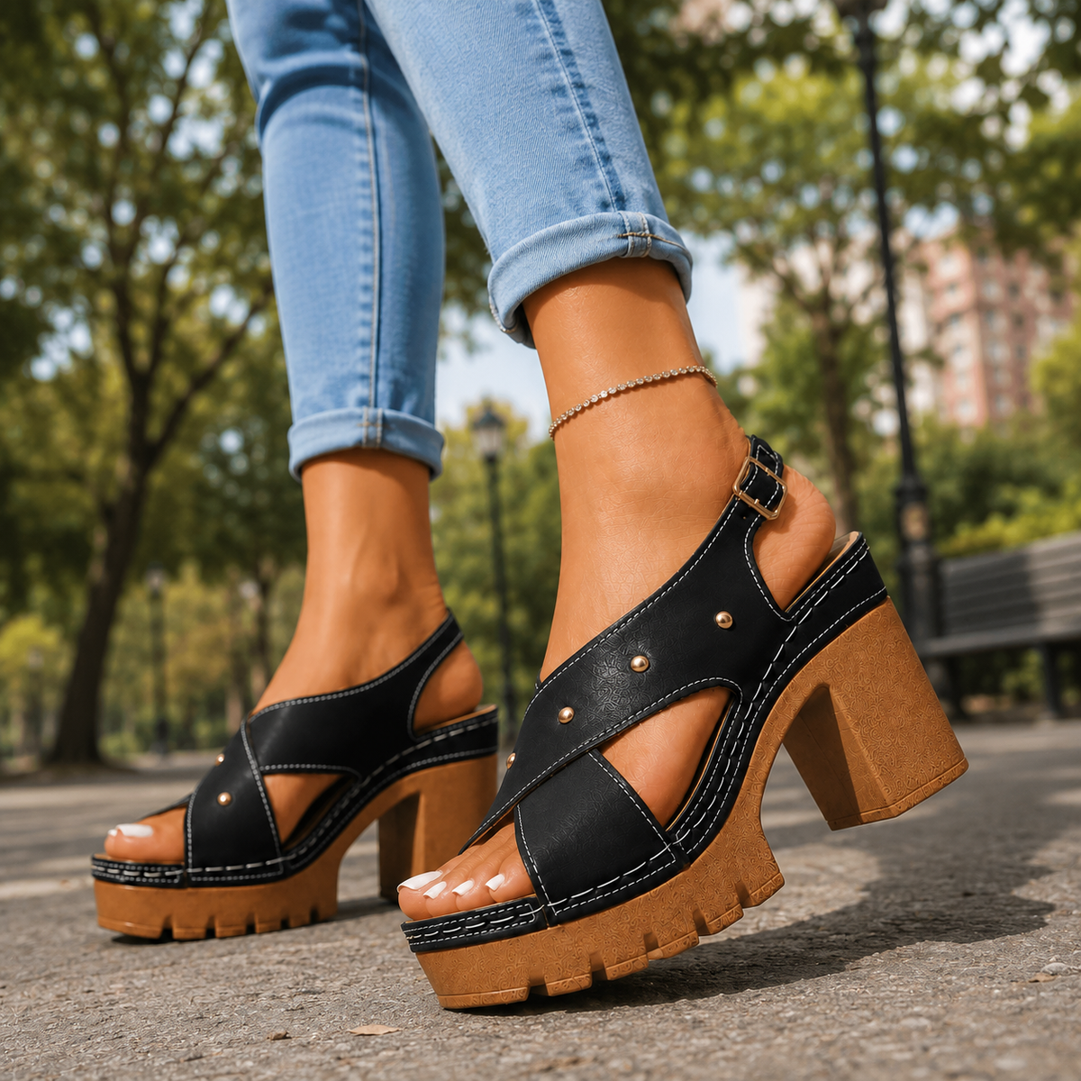 Marlise | Retro Szpilki na Platformie