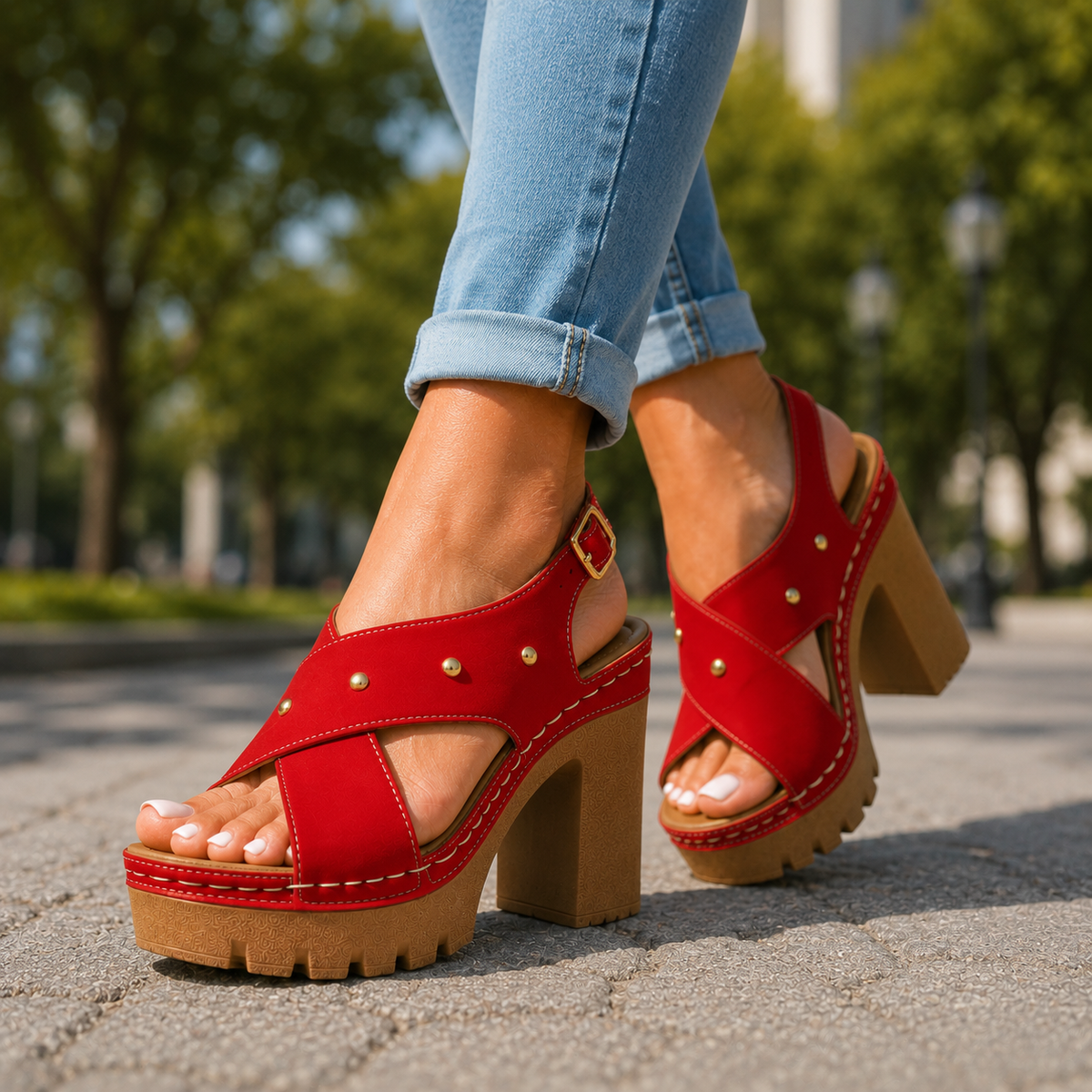 Marlise | Retro Szpilki na Platformie