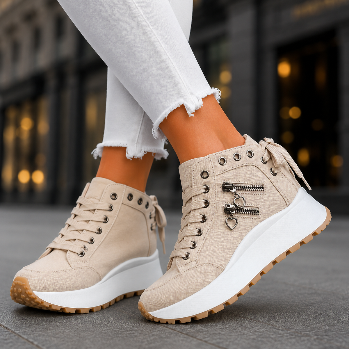 Avery | Jeansowe Platformy na Sznurowanie