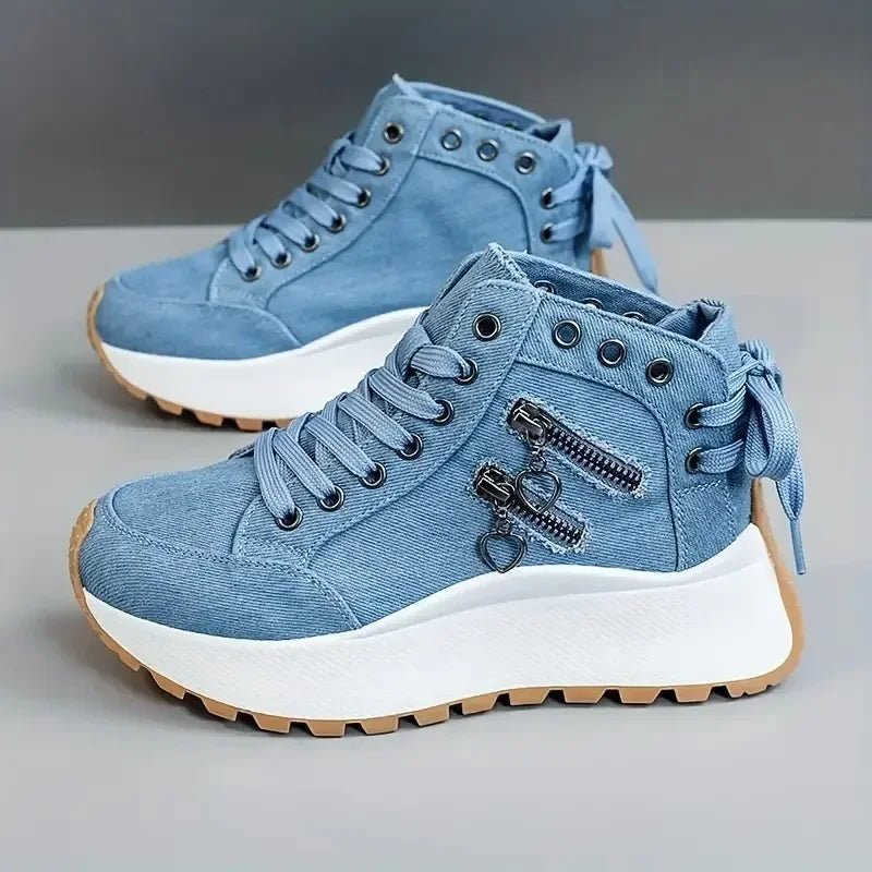Avery | Jeansowe Platformy na Sznurowanie