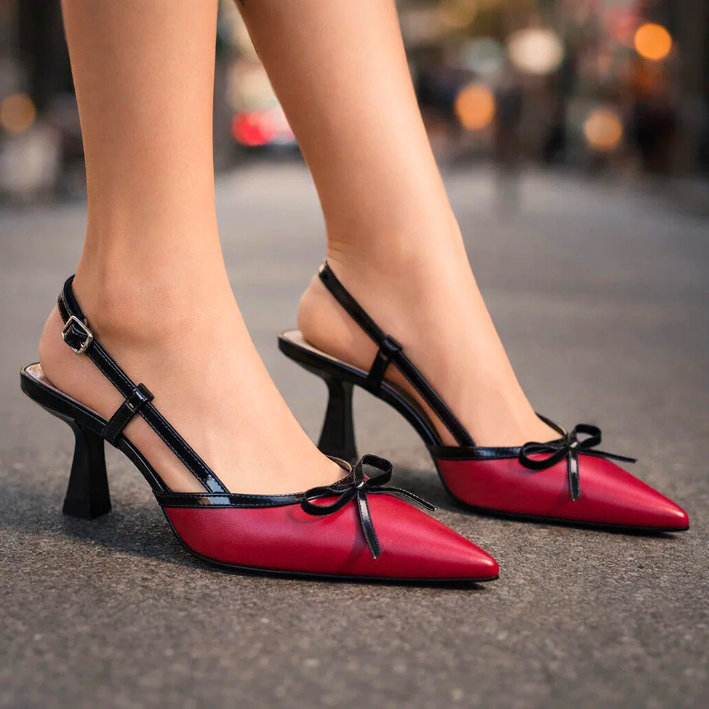 Amara | Szpilki Slingback z Kokardą