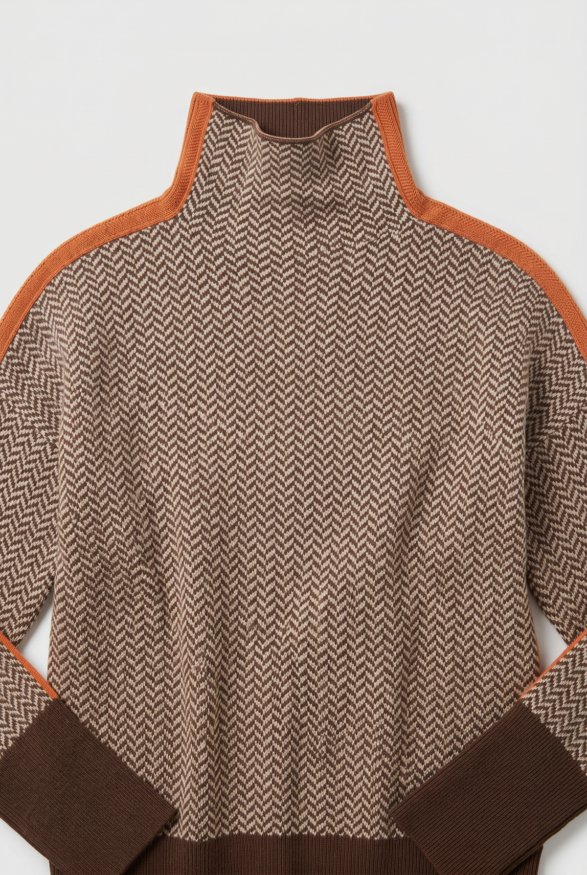 Marika | Bluza z Golfem w Kontrastowe Paski