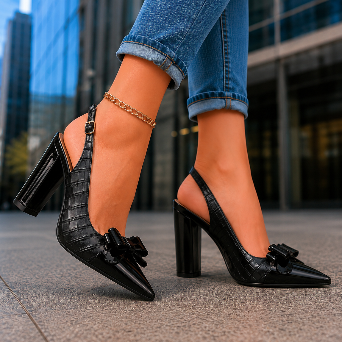 Mirabella | Szpilki Slingback z Kokardą