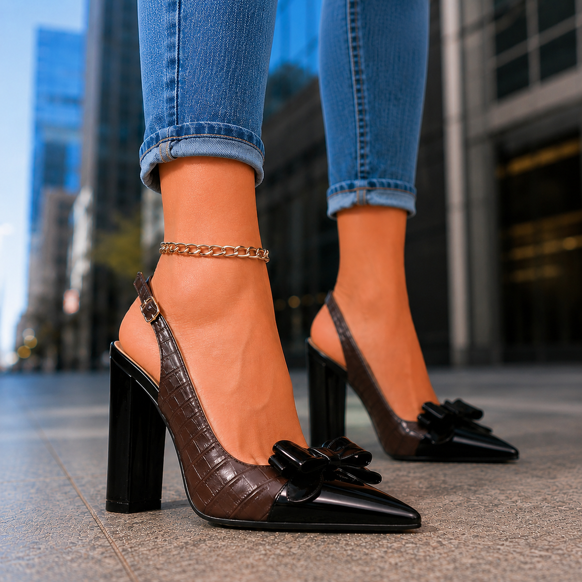 Mirabella | Szpilki Slingback z Kokardą