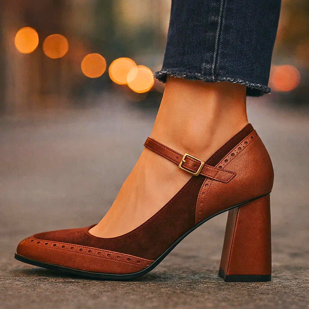 Vivienne | Szpilki Zamszowe z Detalem Brogue