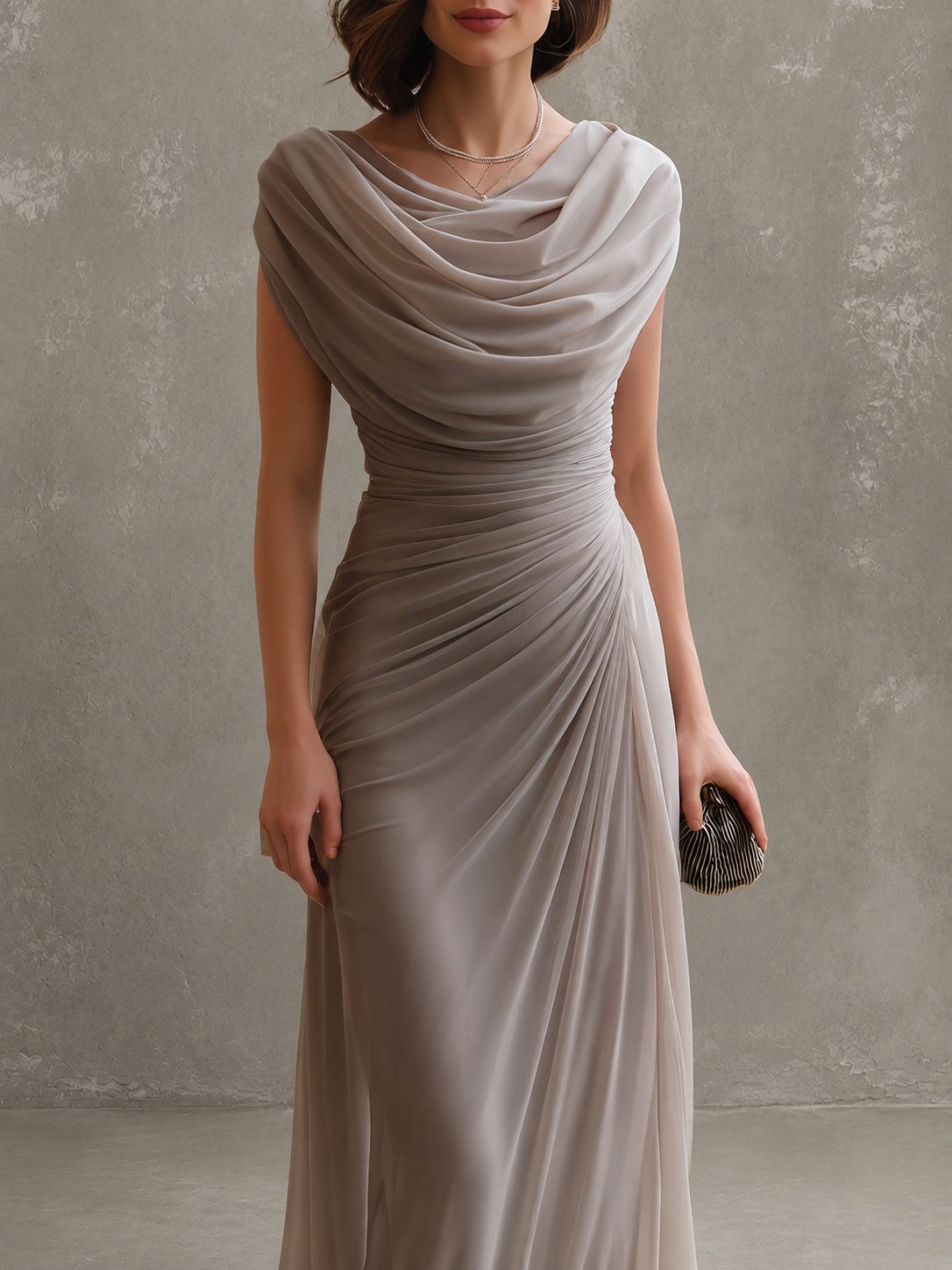 JOLANTA | Sukienka maxi z drapowaniem